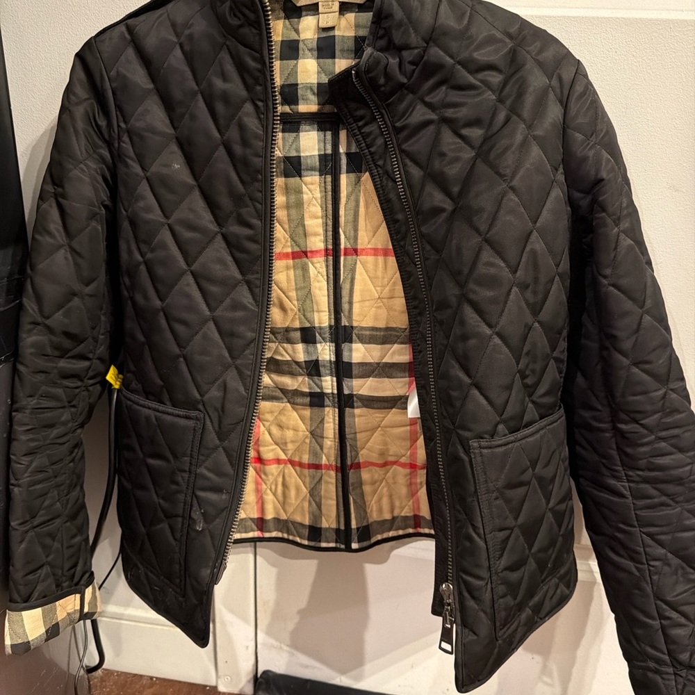 Black Burberry  Brit Quilted Jacket with Classic Check Lining